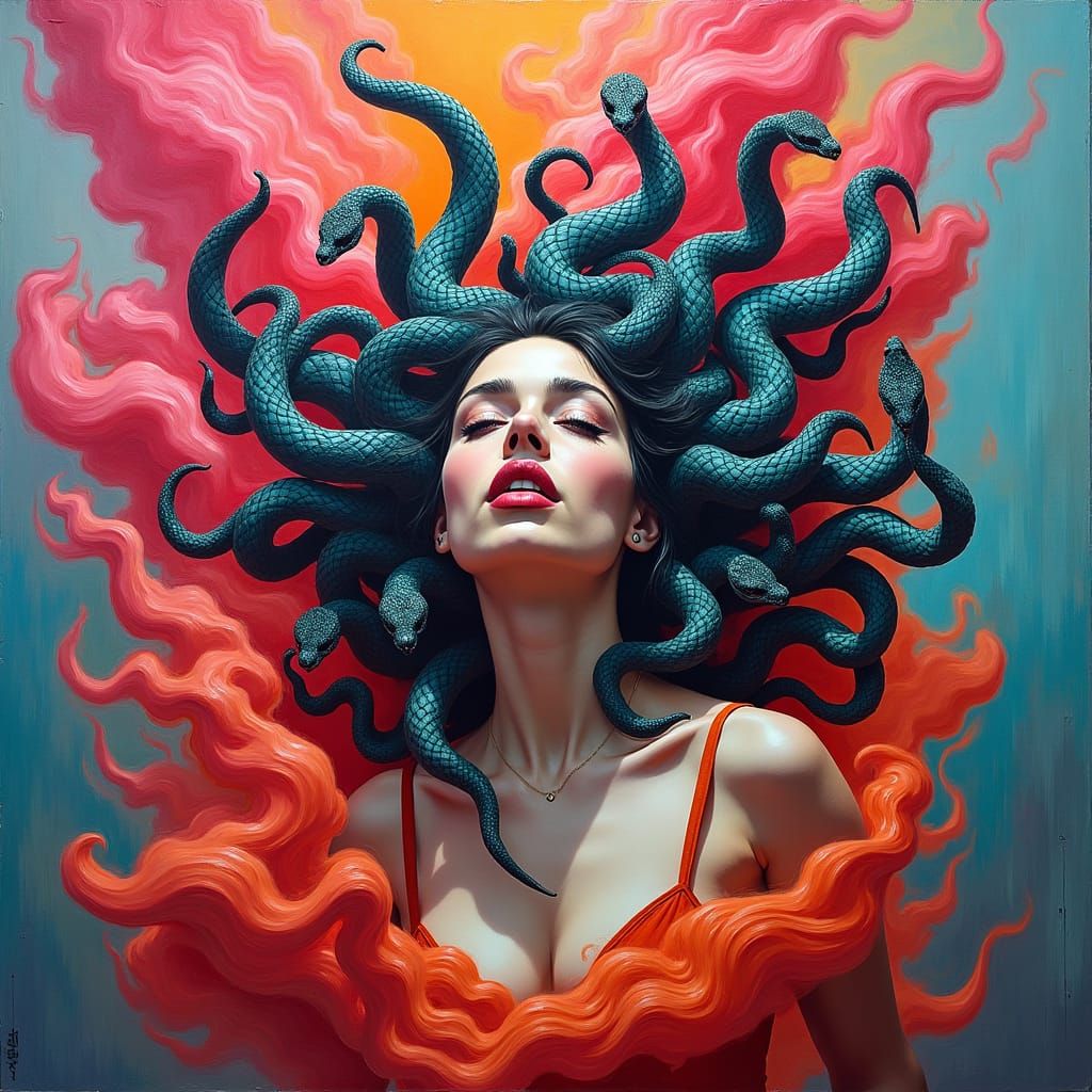 Medusa Emerges in Urban Graffiti Art Style