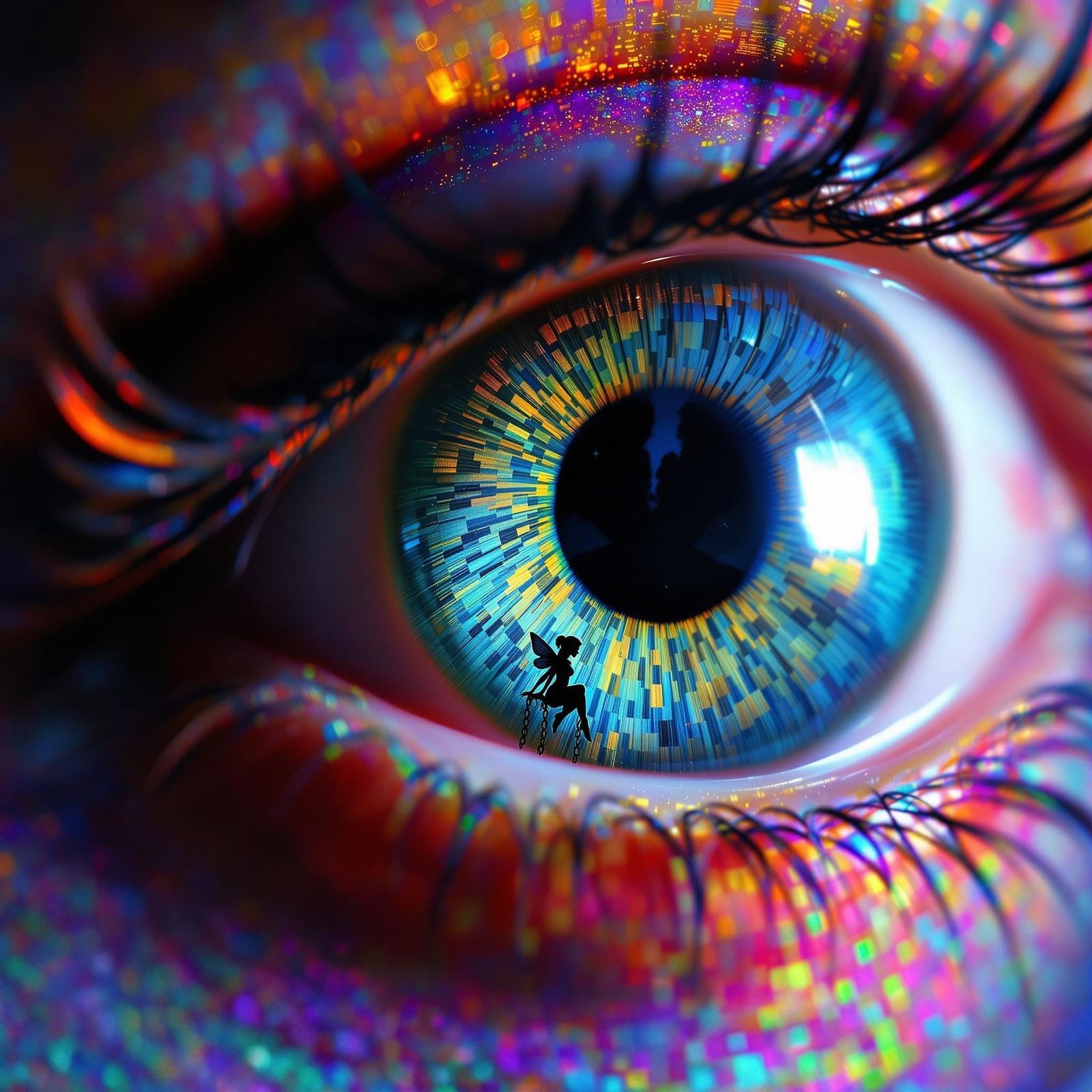 Mind-Bending Surrealism: Hyper-Realistic 3D Eye with Iridesc...