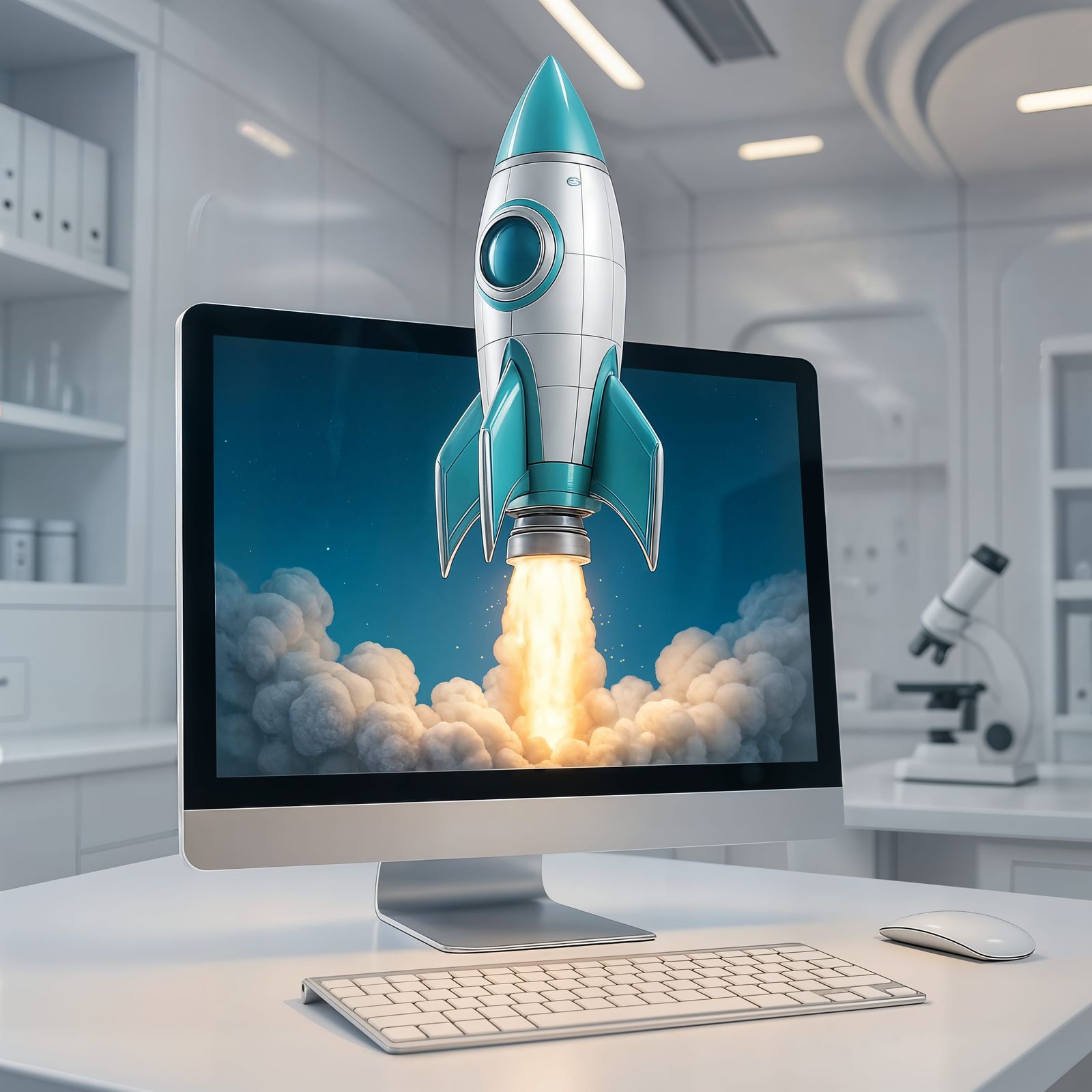 Futuristic Rocket Blasts From Computer Screen