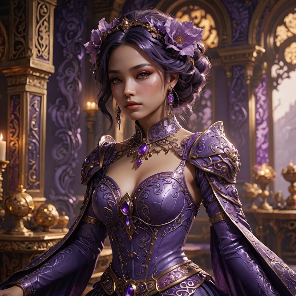 Ornate Purple Figure with Detailed Skin