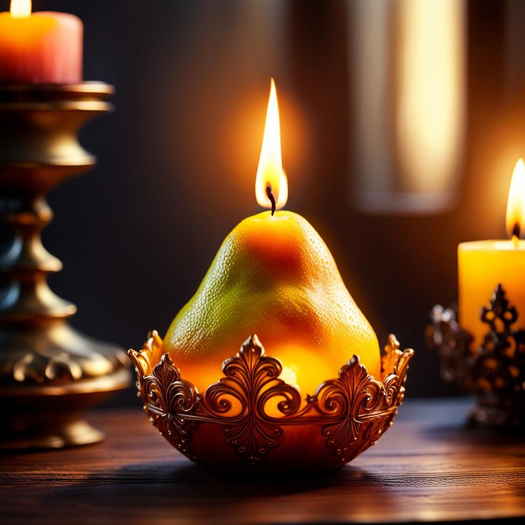 Fantasy Pear Candle with Soft Warm Glow