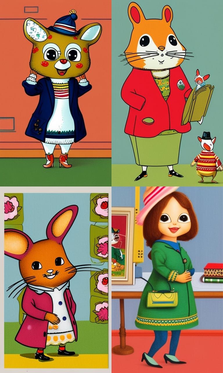 Lady Portrait in Richard Scarry Style
