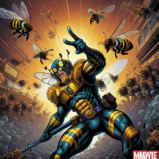 Buzzing Bees in Comic Book Art Style