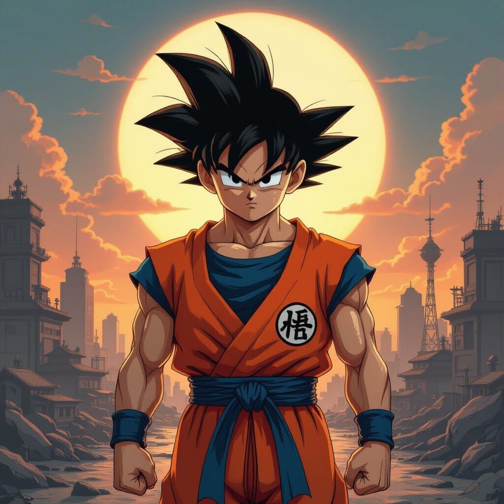 Son Goku in Hyper-Realistic Dystopian Setting