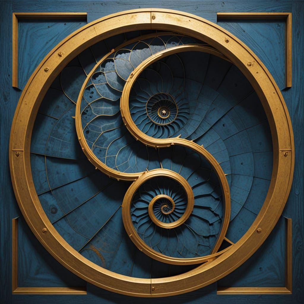 Abstract Blue Composition: Golden Ratio Perfection