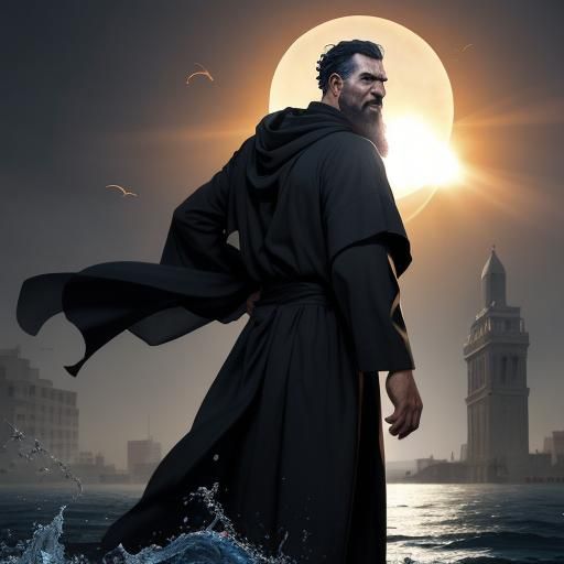 Man Emerges from Fish near Nineveh during Eclipse