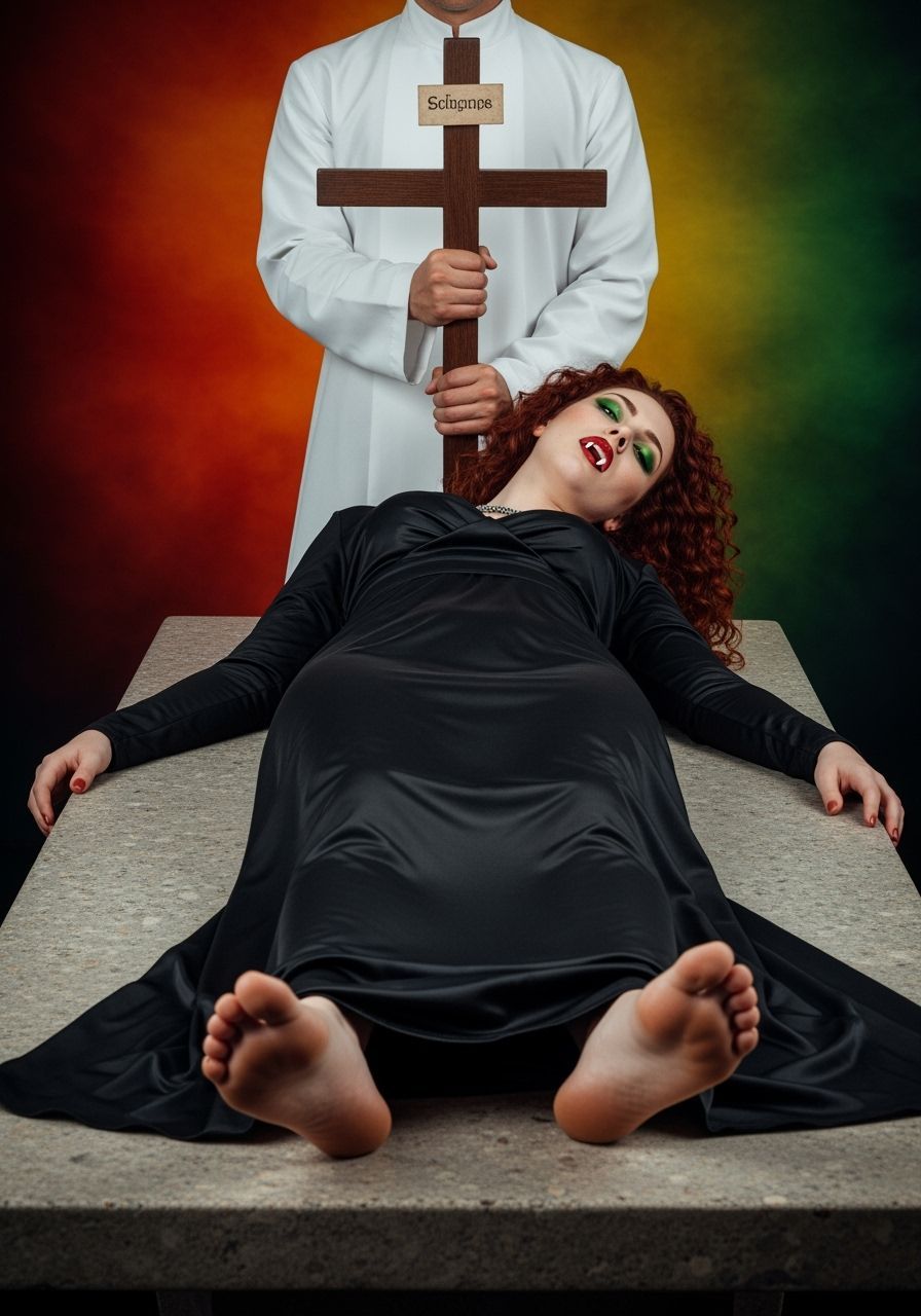 Hyperrealistic Vampire's Last Moments in Vibrant Detail