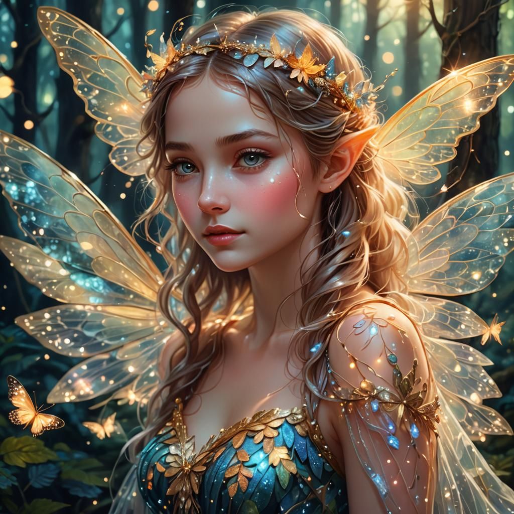 Glowing Fairy Portrait in Dreamy Forest