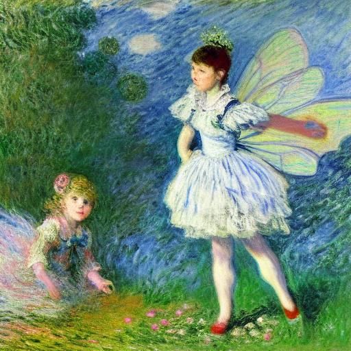 Fairy with Diary in Impressionistic Collage Style