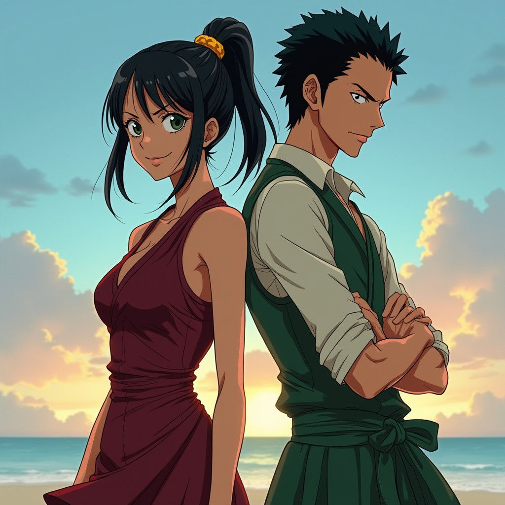 One Piece: Nico Robin and Zoro Anime Art