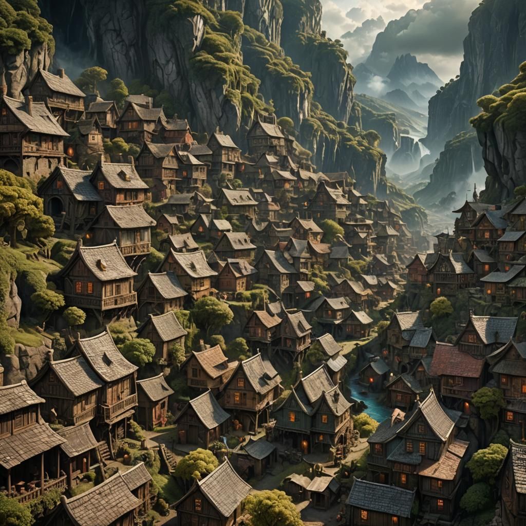 Epic Dream Village Digital Matte Painting