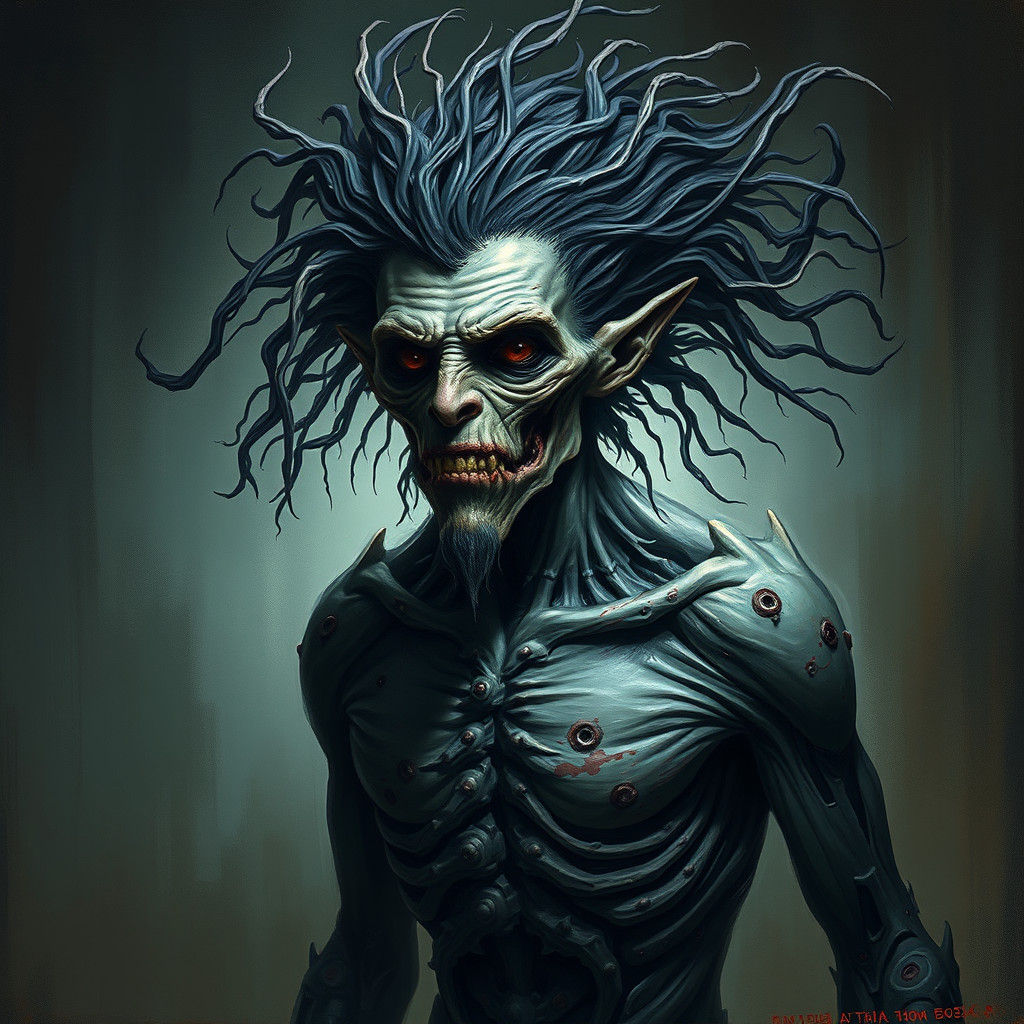 Grotesque Creature with Fantastically Long Hair