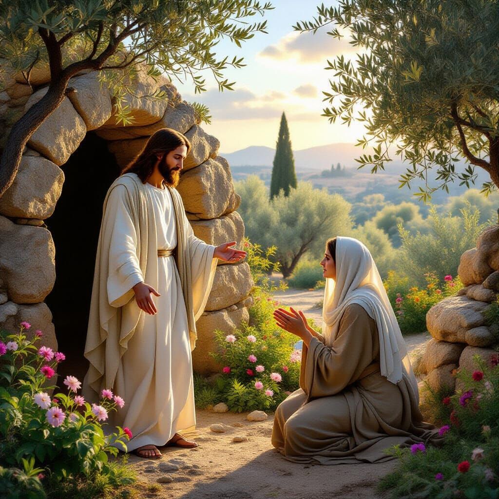 Risen Jesus Appears to Mary Magdalene in Renaissance Style