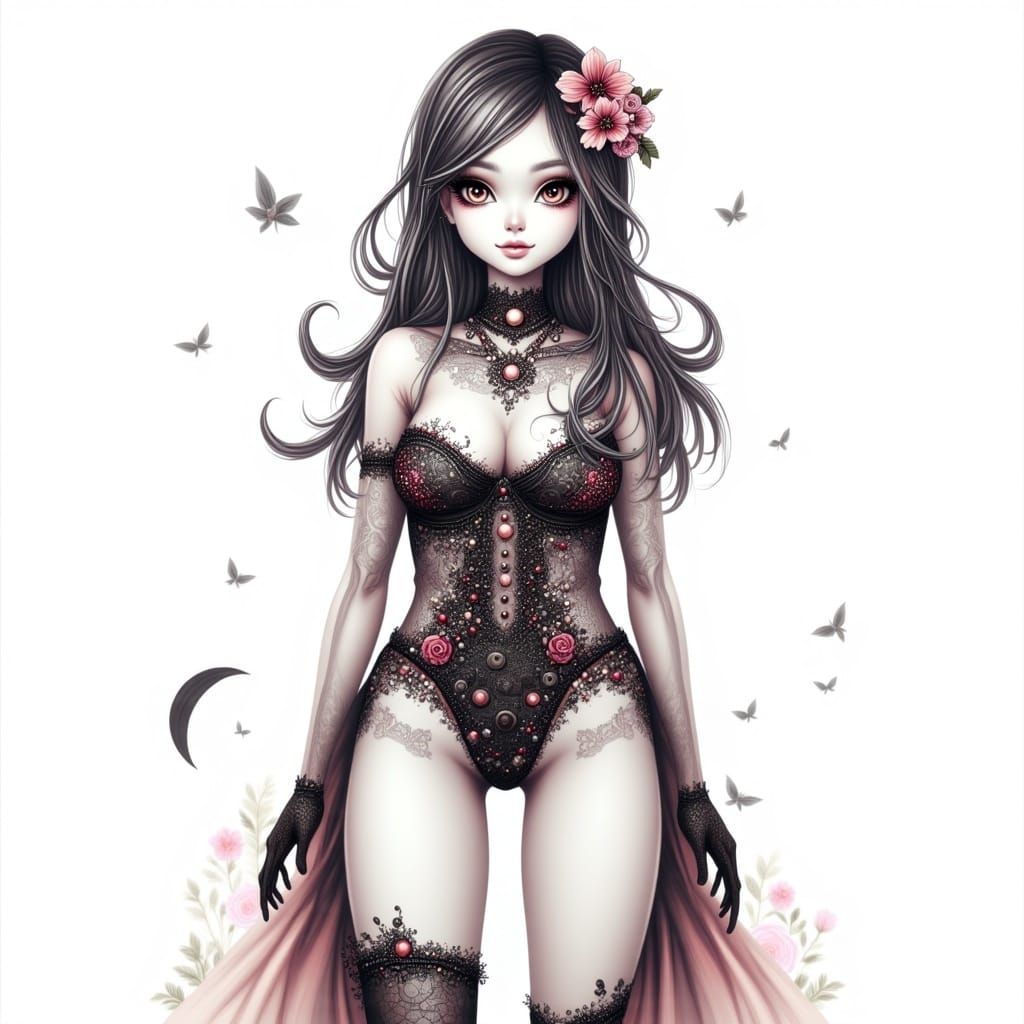 Gothic Skelly Doll in Dark Fantasy Style