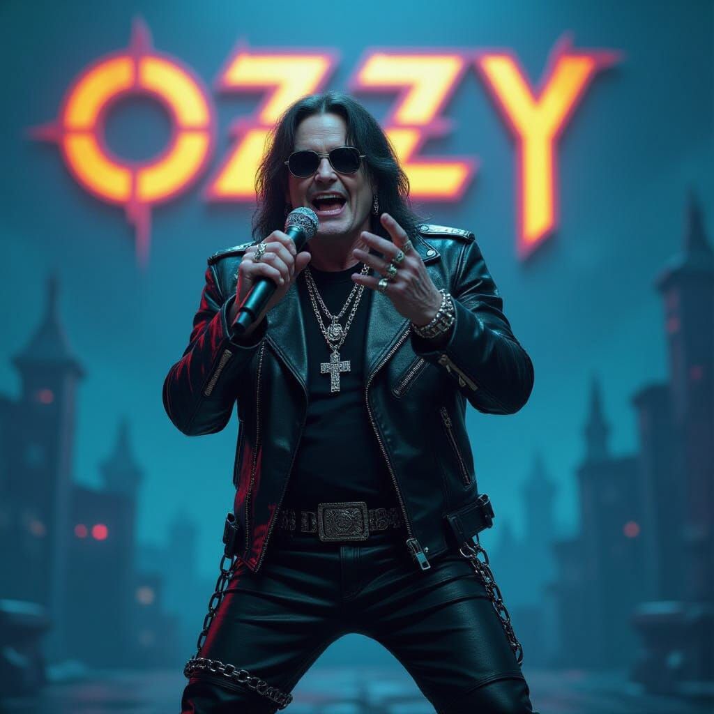 Ozzy Osbourne in Cyberpunk Industrial Style