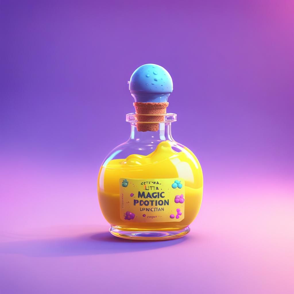 Cute Magic Potion Bottle in Pixar Style