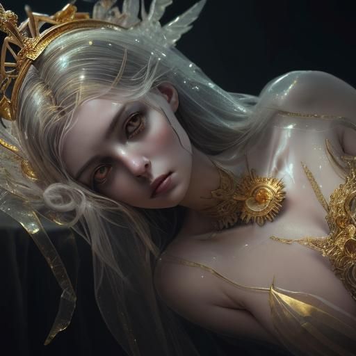 Glass and Gold Woman with Halo: Macabre Beauty