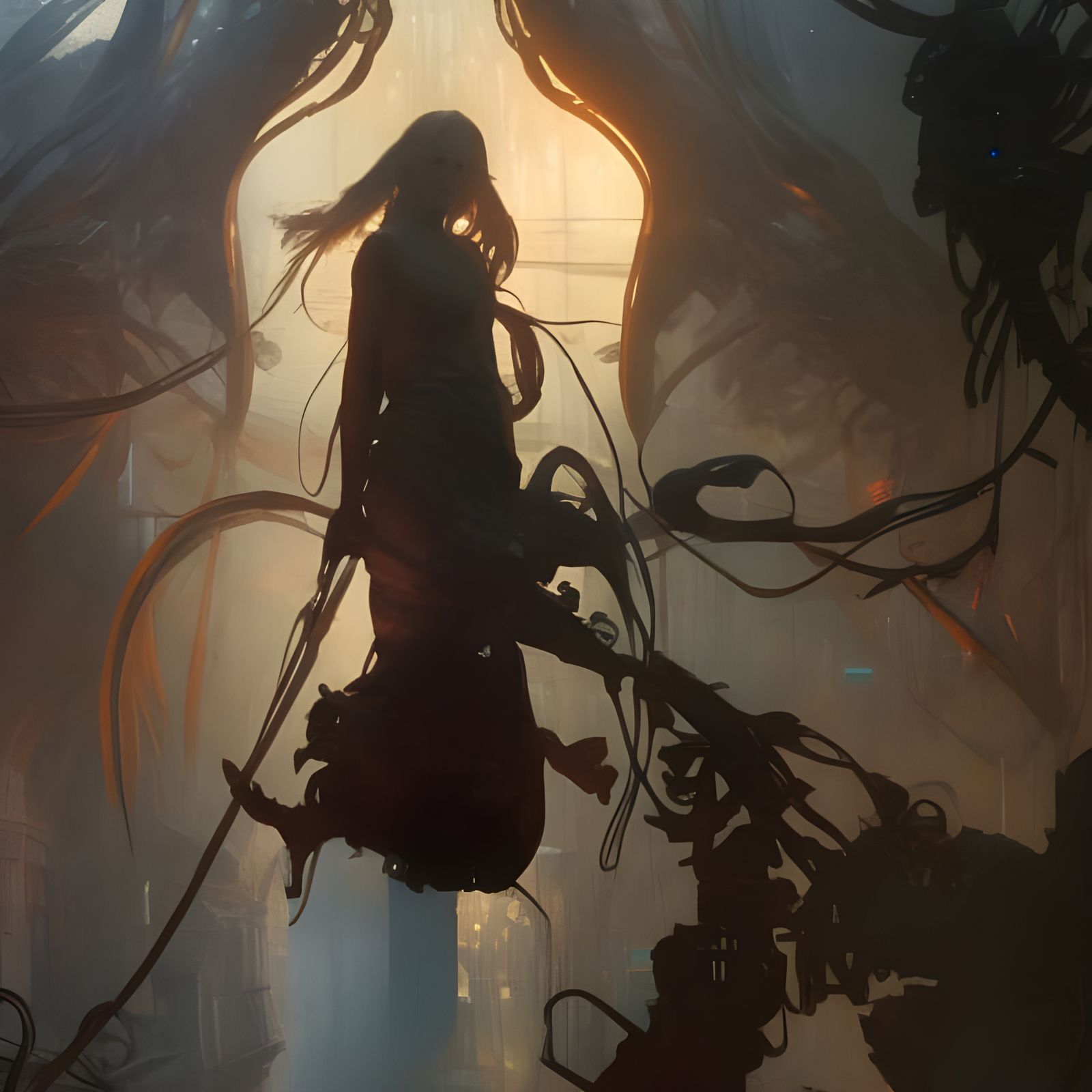 Dark Fantasy Art in Purple and Yellow