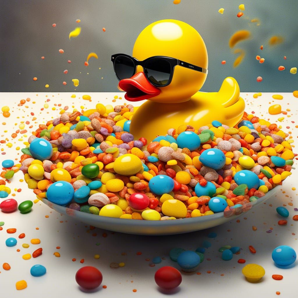 Colorful Rubber Duck in Fruity Pebbles, Graffiti Art