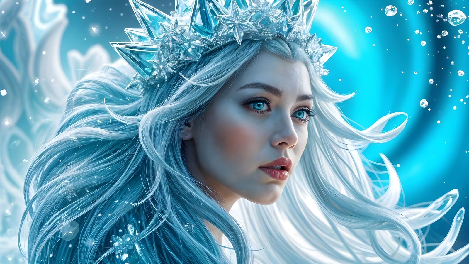 Ice Goddess Portrait in Digital Art Style