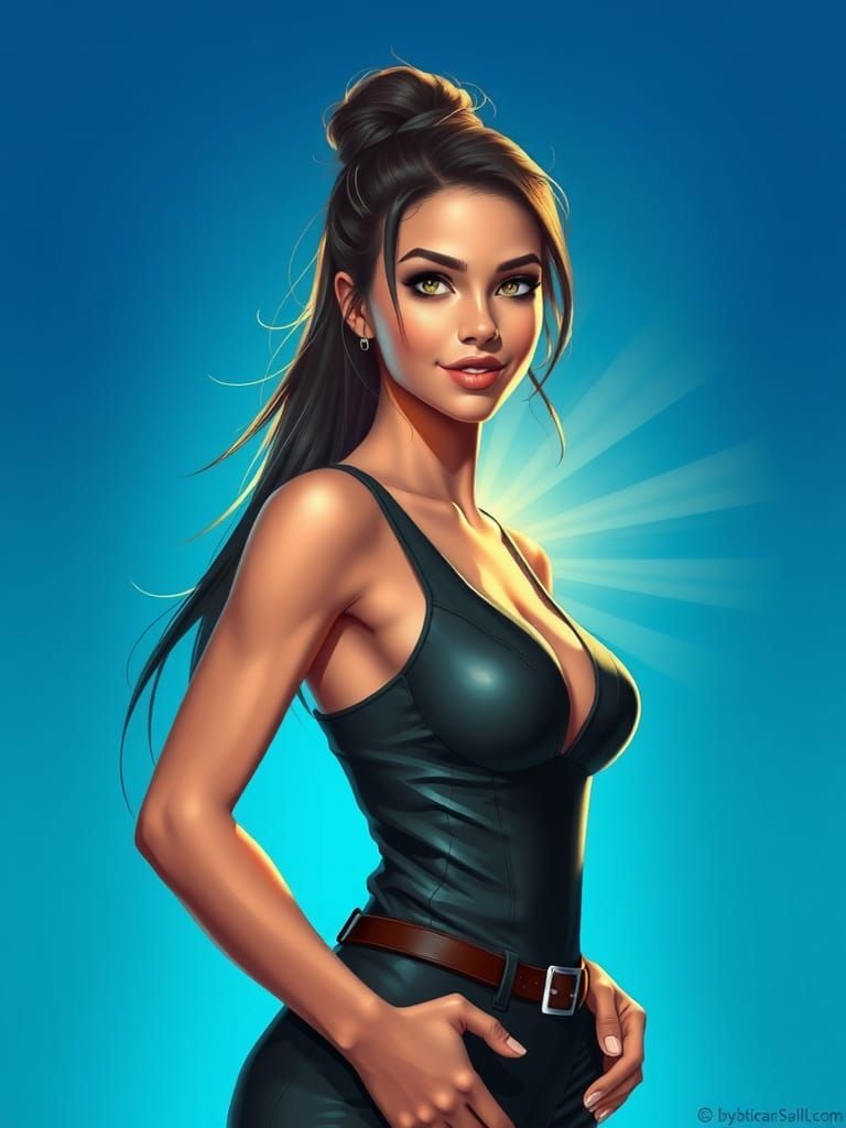 Radiant Woman with Confident Smile in Digital Art