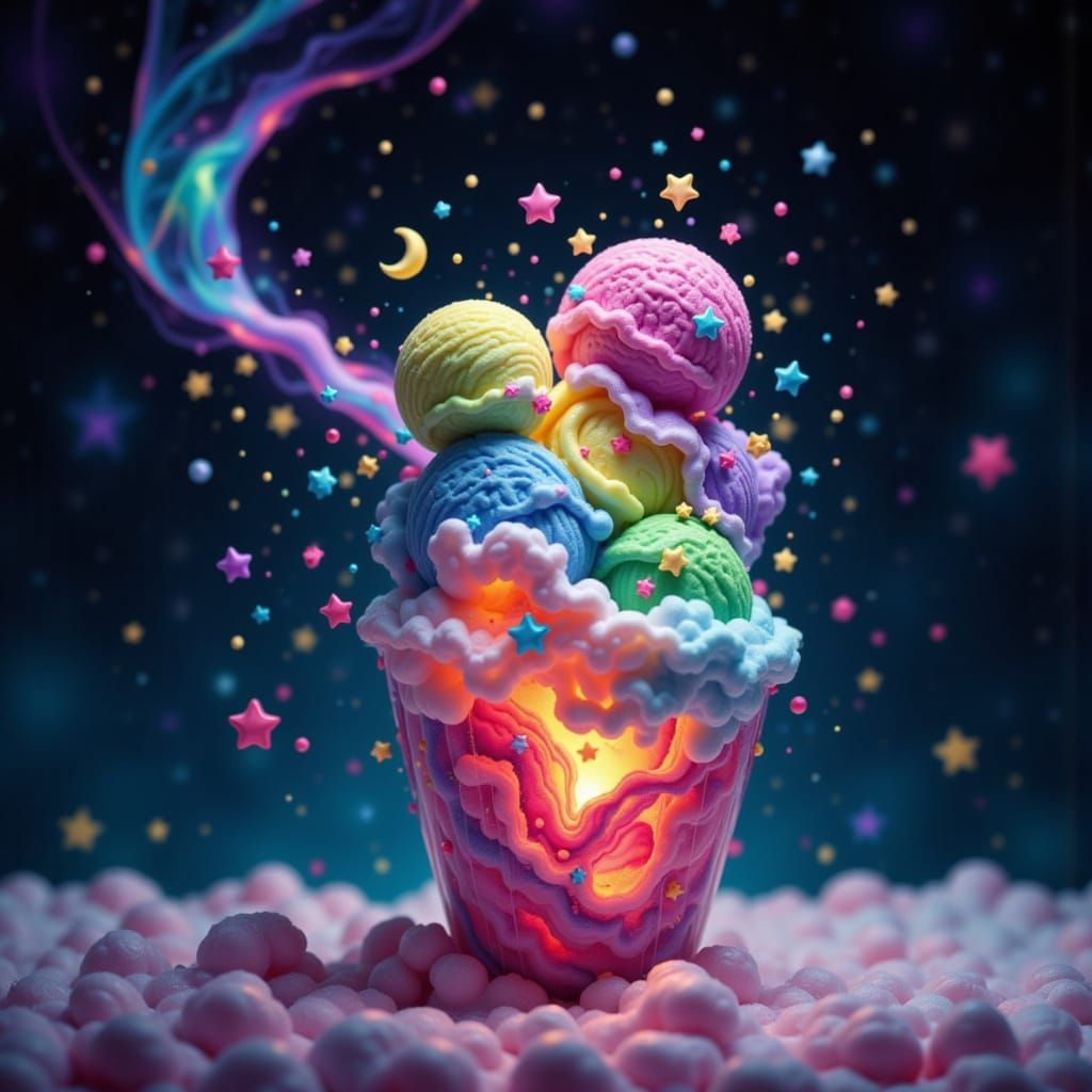 Cosmic Ice Cream Sundae with Edible Stars and Planets