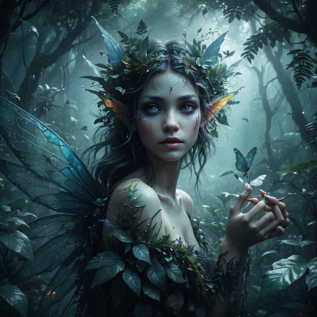 Fantasy Forest Fairy in Jungle, Digital Matte Painting