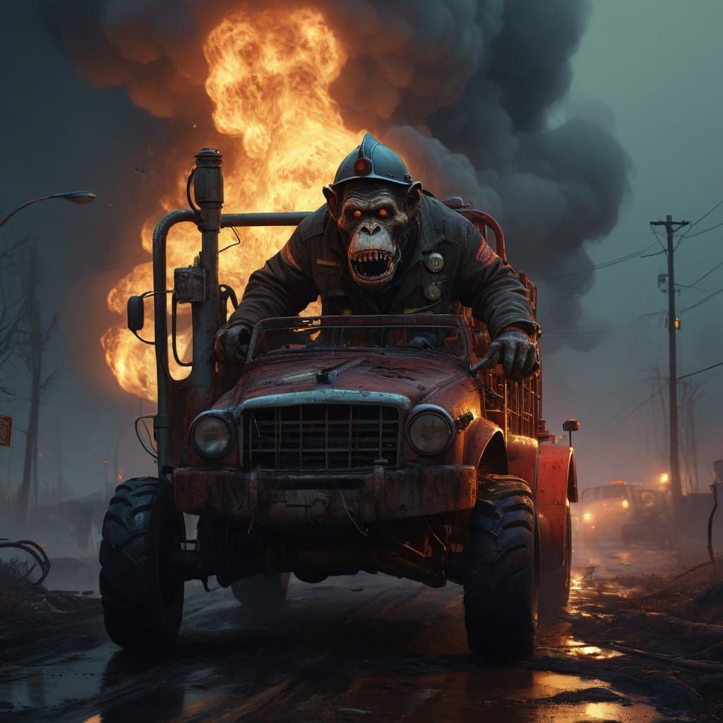 Cyberpunk Horror Creature Drives Fiery Inferno Straight into...