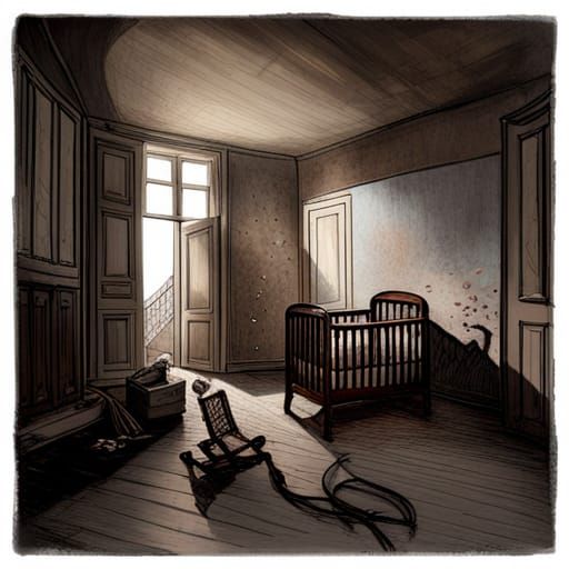 Sinister Abandoned Victorian Nursery in Gustave Doré Style