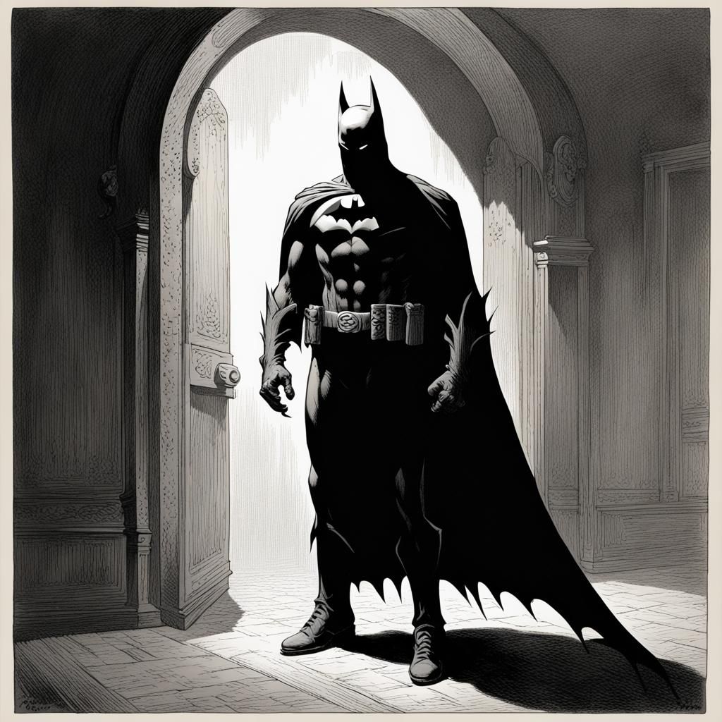 Batman in Shadow: A Gothic Horror Illustration
