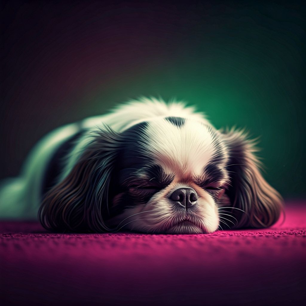 Japanese Chin Dog Dreams in Green and Magenta