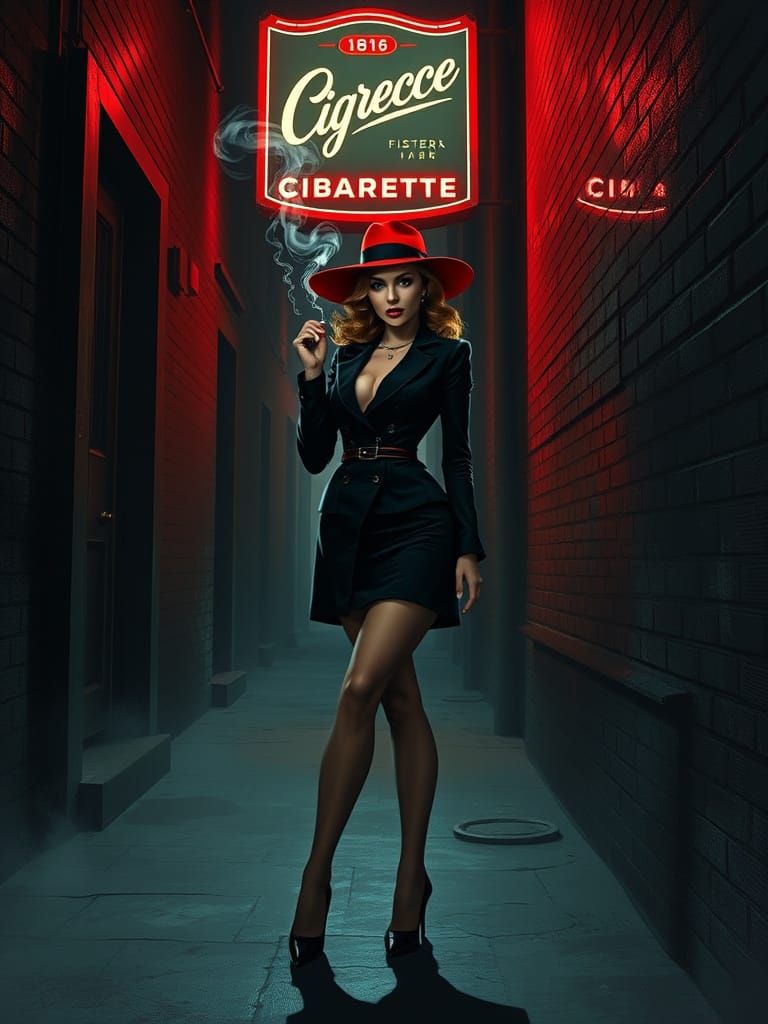 Femme Fatale in Shadows: A Cinematic Noir Scene