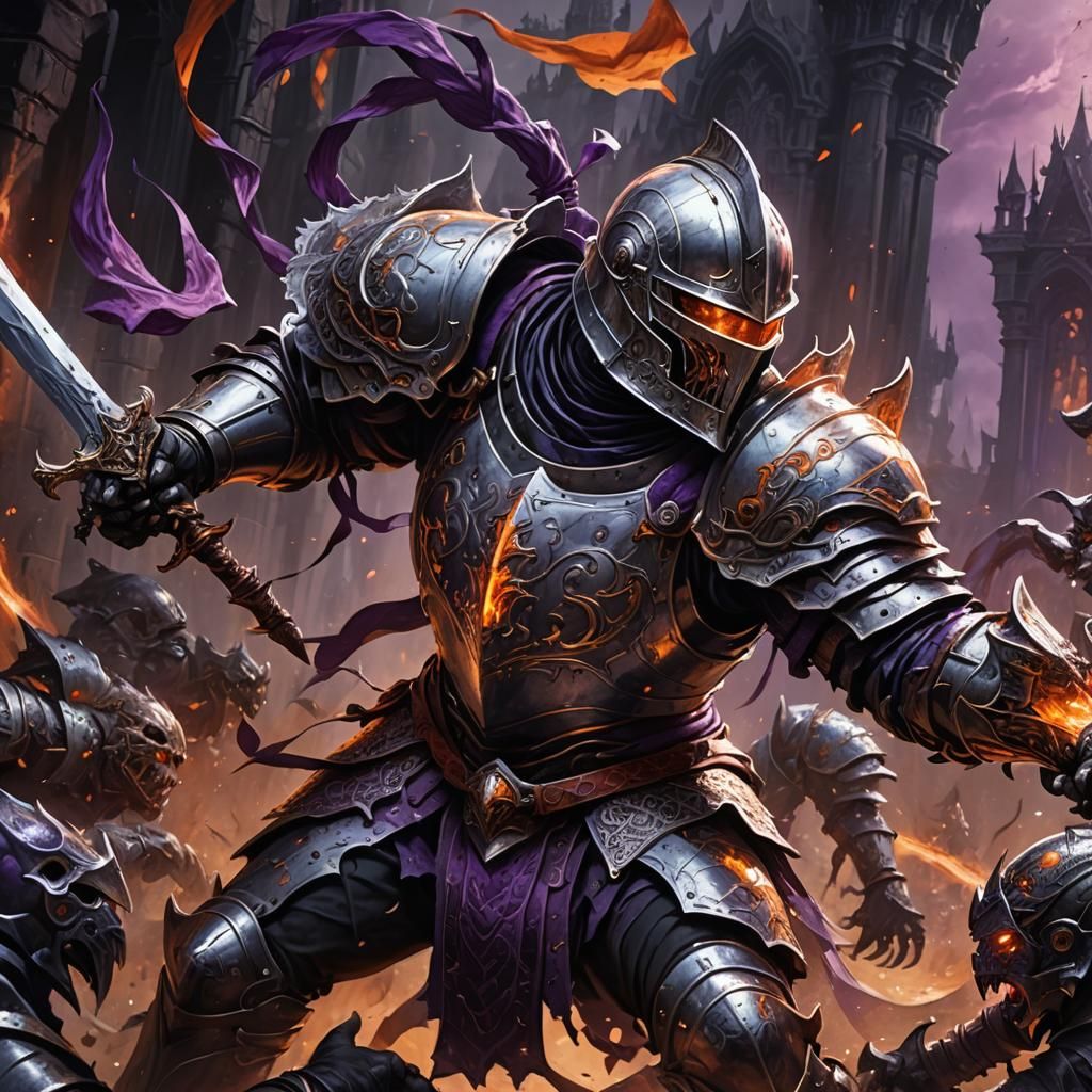 Knight Punches Abomination in Dark Fantasy Action Shot