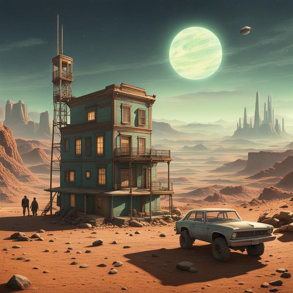 Passage of time making a ghost town on an alien planet