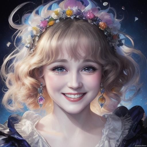 Smiling Portrait in Manga Anime Style