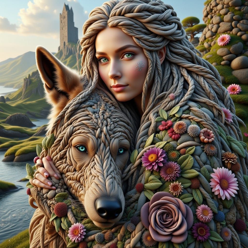 Surreal Goddess of Nature in Whimsical Oil Painting