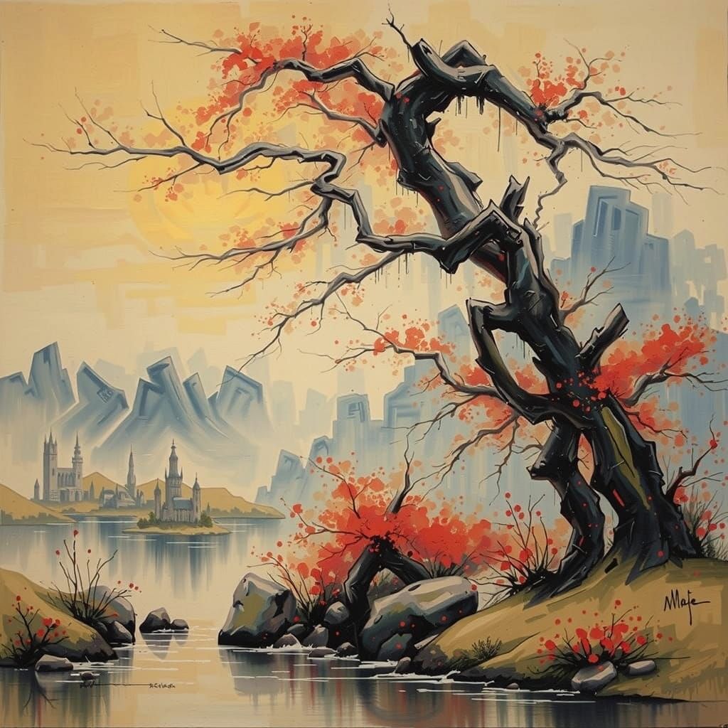 Autumn Landscape in Vibrant Impressionist Colors