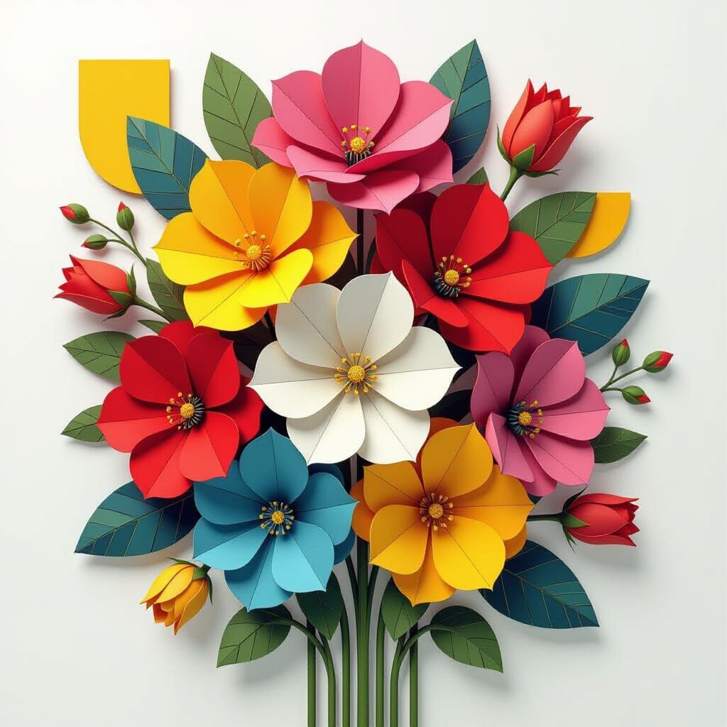 Vibrant Cubist Flowers in Fauvist Colors