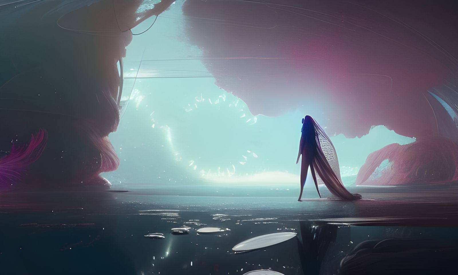 Fairy in Bubble Floating Through Milky Way