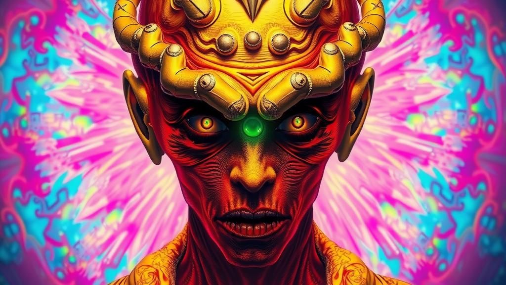 Surreal Alien Portrait with Cosmic Glow