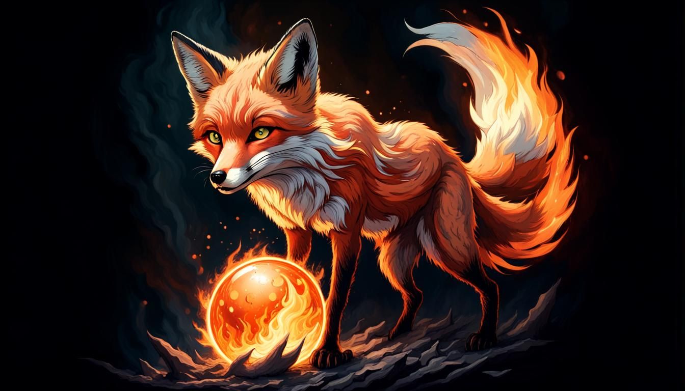 Fiery Fox Logo in Doré and Rutkowski Style