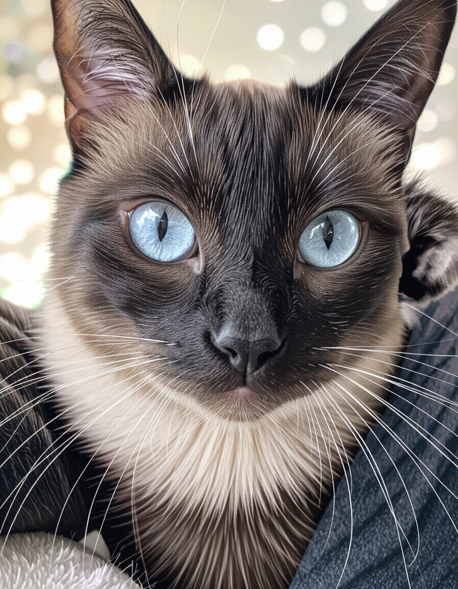 Hyperrealistic Sealpoint Siamese Cat with Blue Eyes