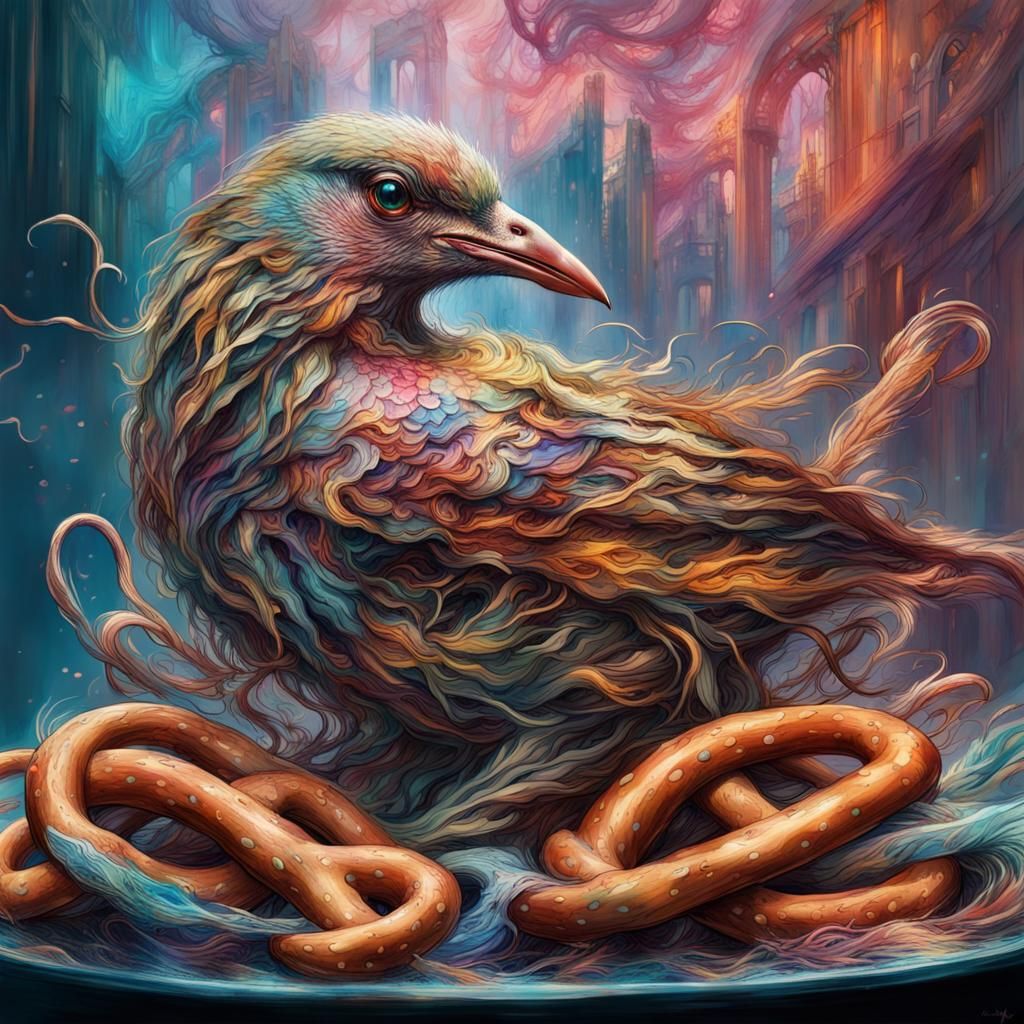 Pretzel Bird: Detailed Fantasy Art