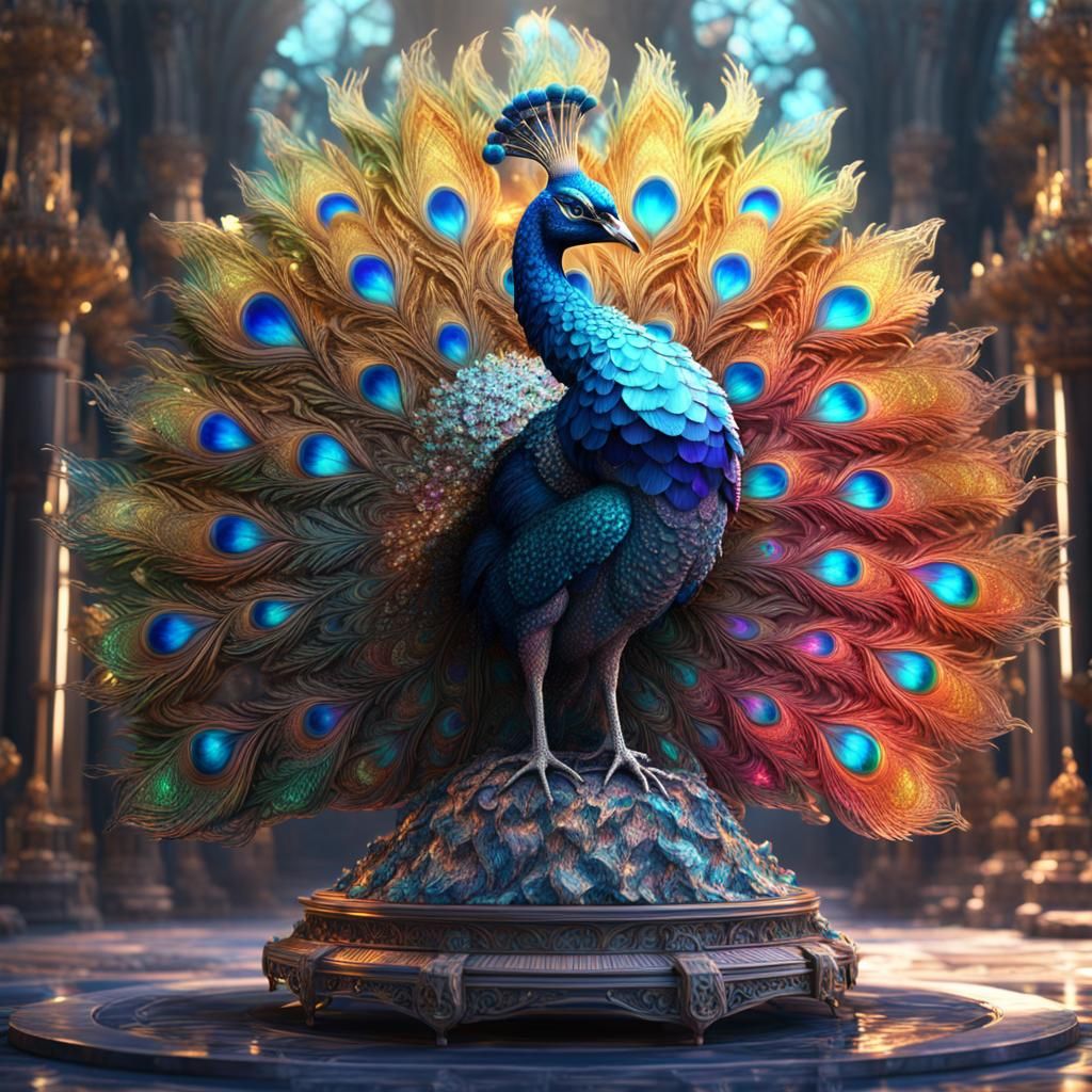 Brilliant Crystal Peacock Fantasy Concept Art