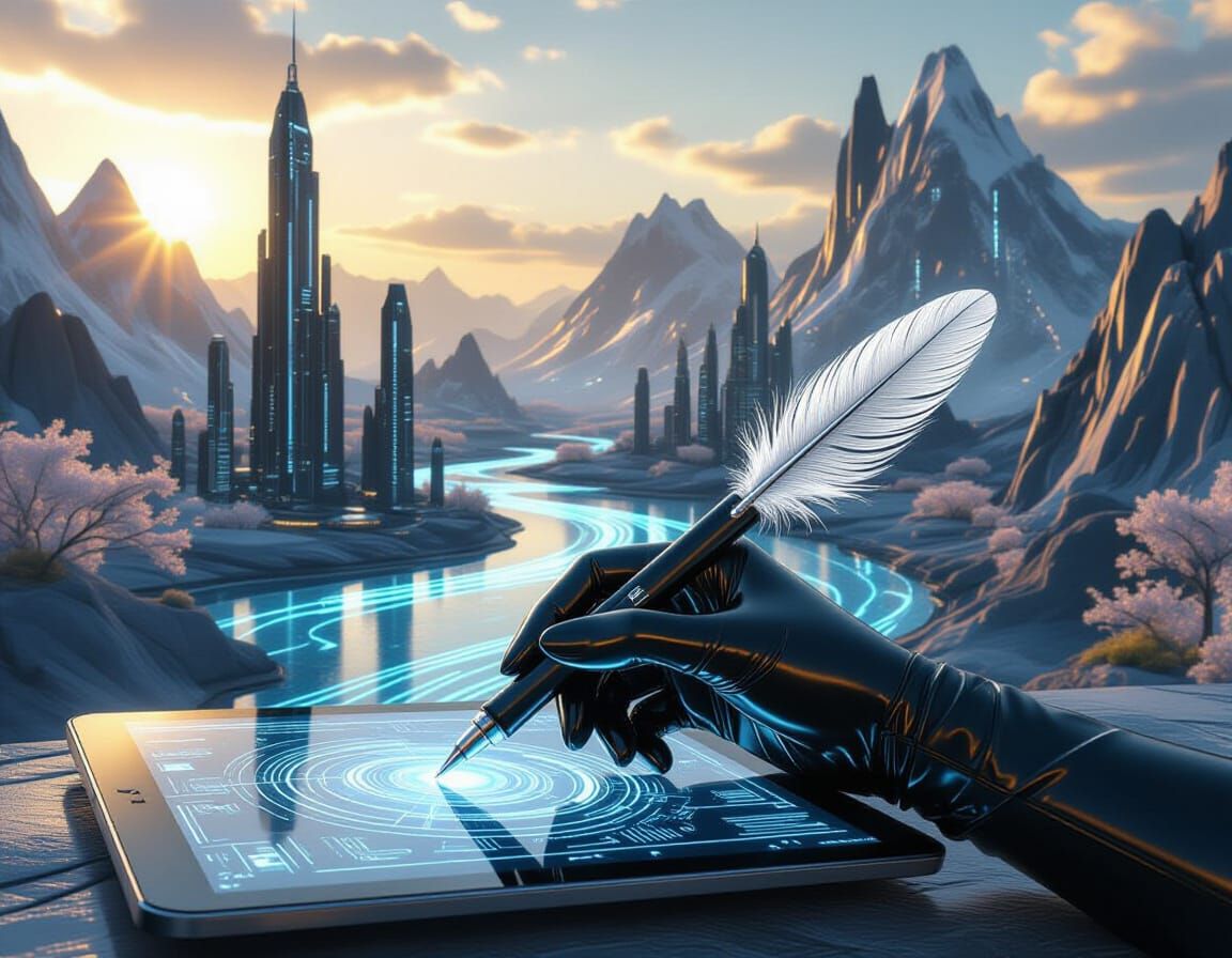 Futuristic Hand Creates Cybernetic World