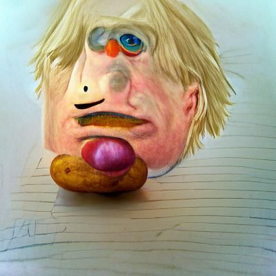Hyperrealistic Boris Johnson as Mr. Potato Head