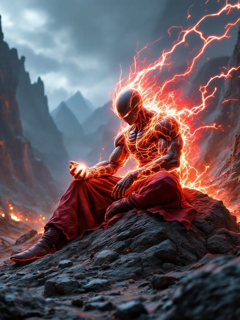 Fiery Red Aura Engulfs Frieza Amidst Ruins