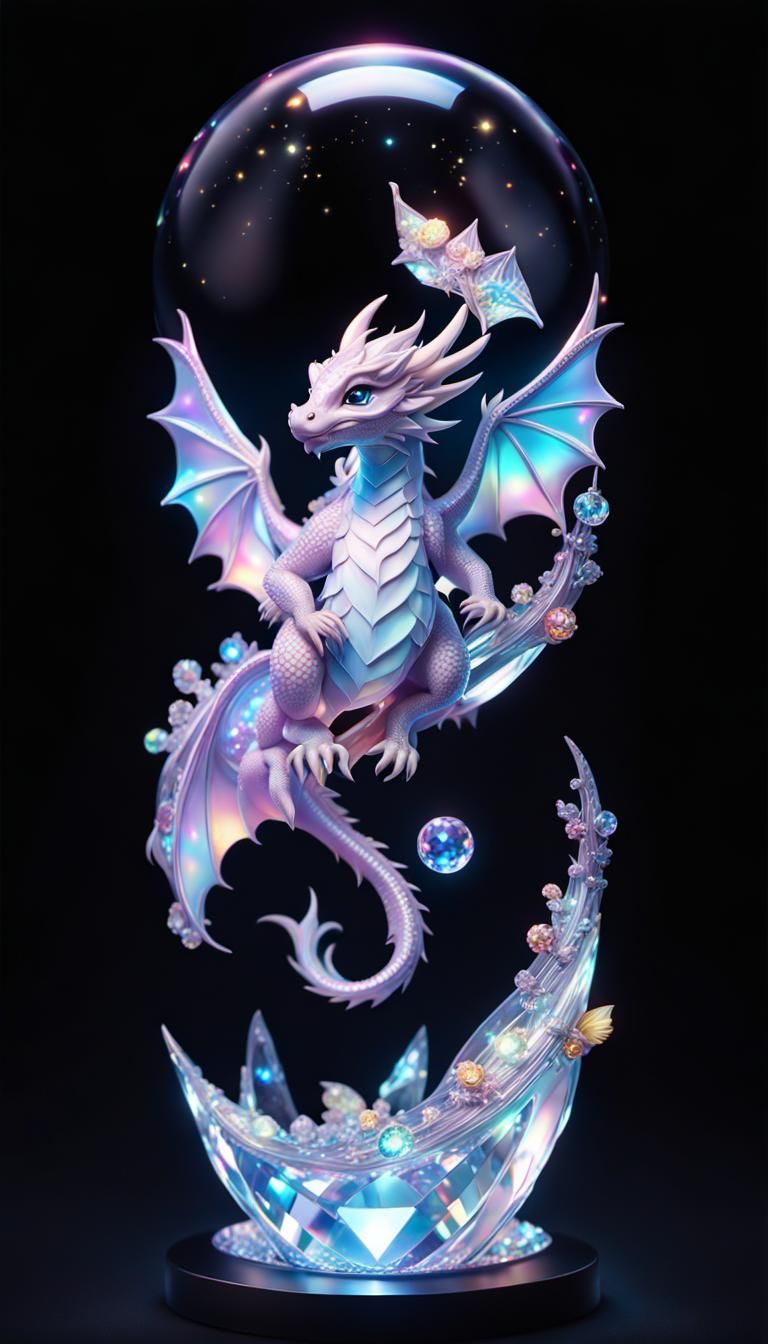 Holographic Dragon with Crystal Apple Tree