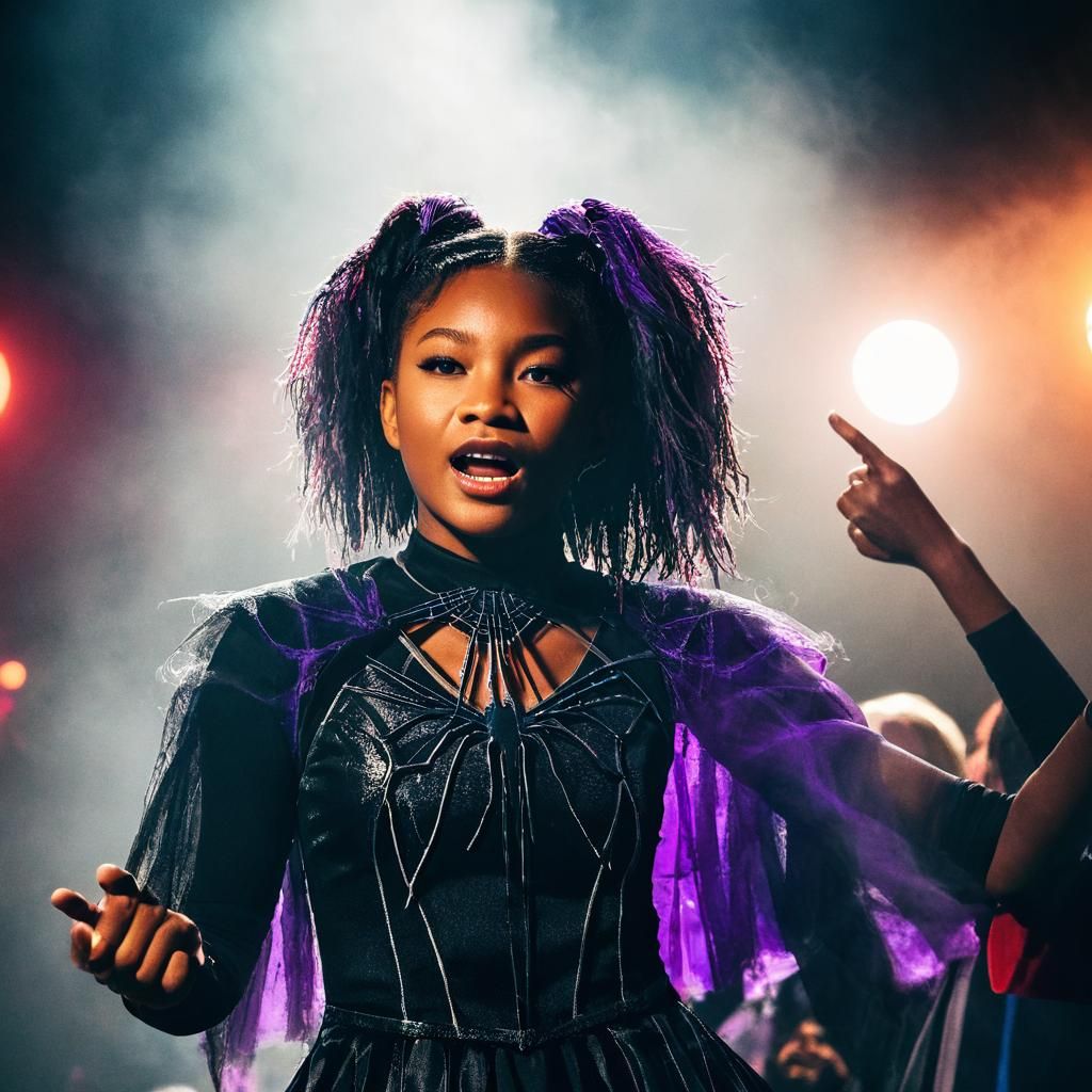 Gothic Halloween Concert with Singing Teenage Girl