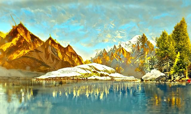 Snowy Mountain Vista Landscape Painting